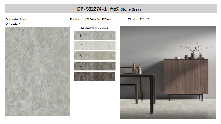 0.6mm Stone Pattern Vinyl Flooring 5.5mm For Kitchen Ultra Light GKBM DP-S82274