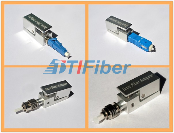 Square LC to Bare Fiber Optic Adapter with Ceramic Sleeve , Metal Housing