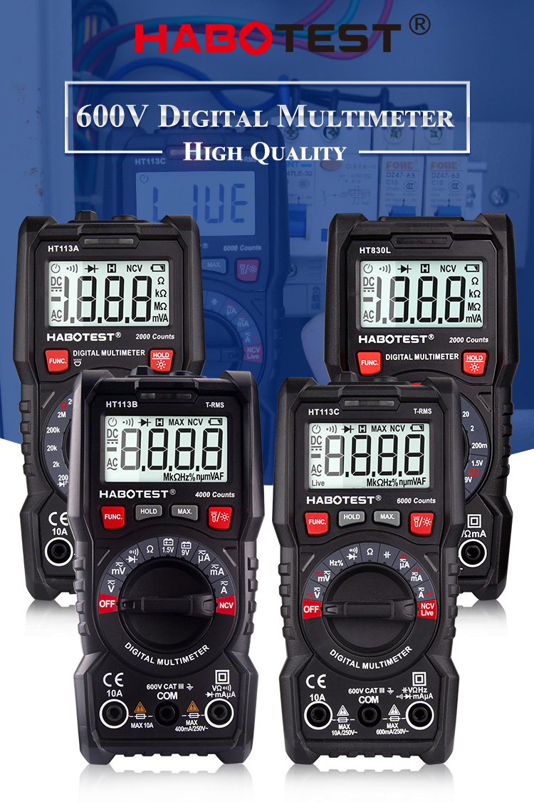 Habotest HT113A Handheld AC DC Digital Multimeter Professional Voltmeter LCD Display 2000 counts with CE