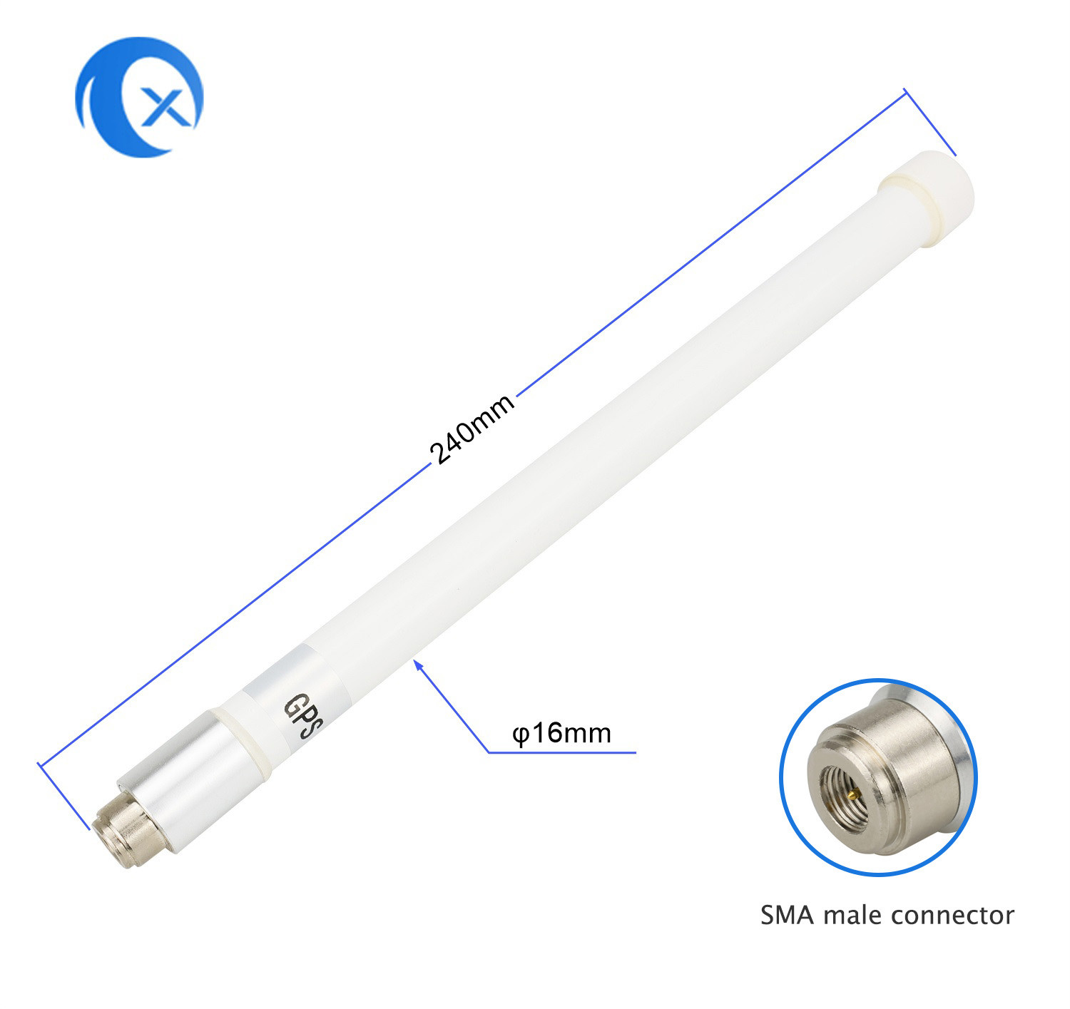 1575.42MHz GPS Fiberglass Base Station Antenna With SMA Male Connector
