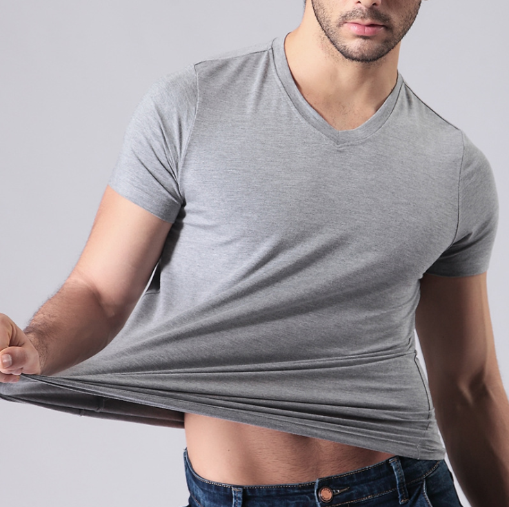 100% Soft Feeling V Neck Bamboo T Shirt Plus Size Eco Friendly