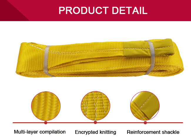 Eye And Eye 3 Ton Polyester Flat Webbing Sling Lightweight Yellow Color