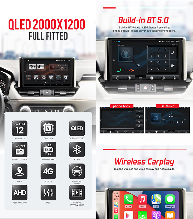 Universal Car Stereo Car navigation system built-in 360 camera Car radio 2K QLED