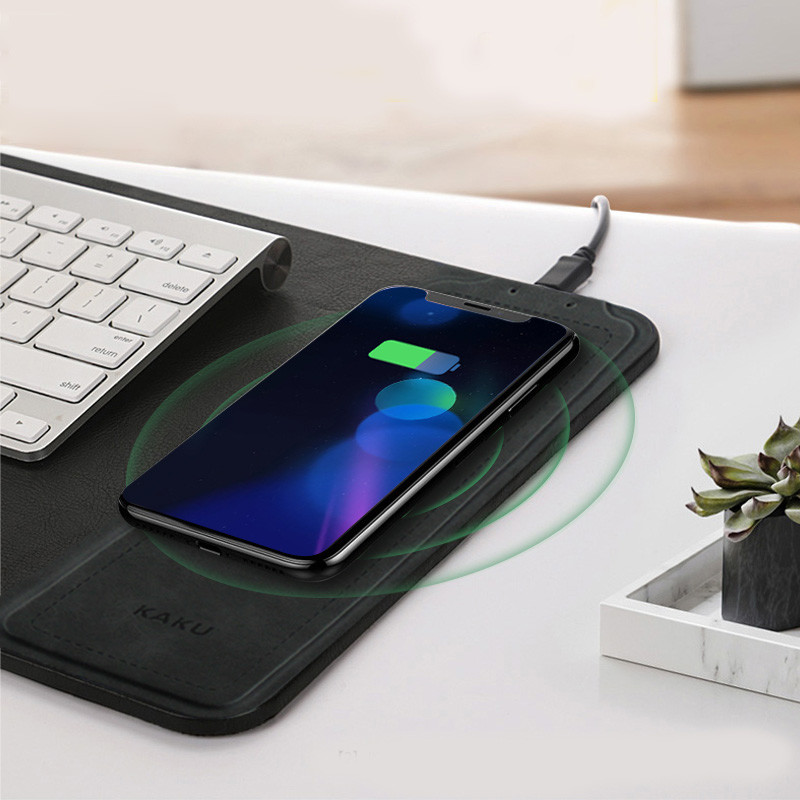 MOUSE PAD WIRELESS CHARGER 2018 10W 2 int 1 q black fast wireless phone charger large pu mouse pad for mobile phones