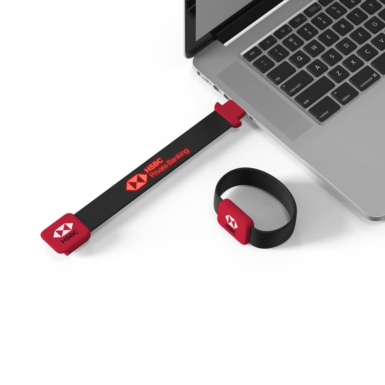 Shiny When Reading On Computer Silicone Wristband Usb With LED Light Laser Logo