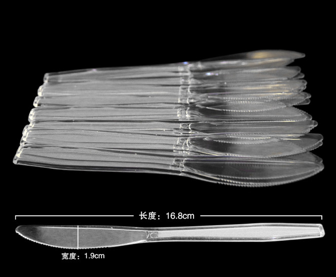 6.6'' disposable plastic PP knives forks and spoons set in clear lucite color