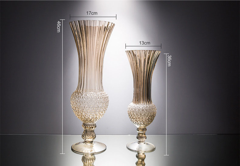 European Glass Vase Rich Bamboo Hydroponic Flowerware Champagne Gold Household Furnishings
