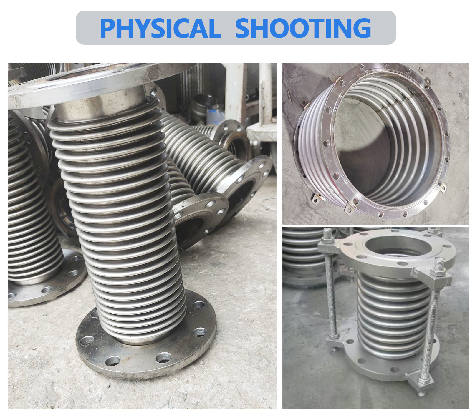 Flexible Metal Bellows Flanged Ripple Compensator Stainless Steel Pipe Expansion
