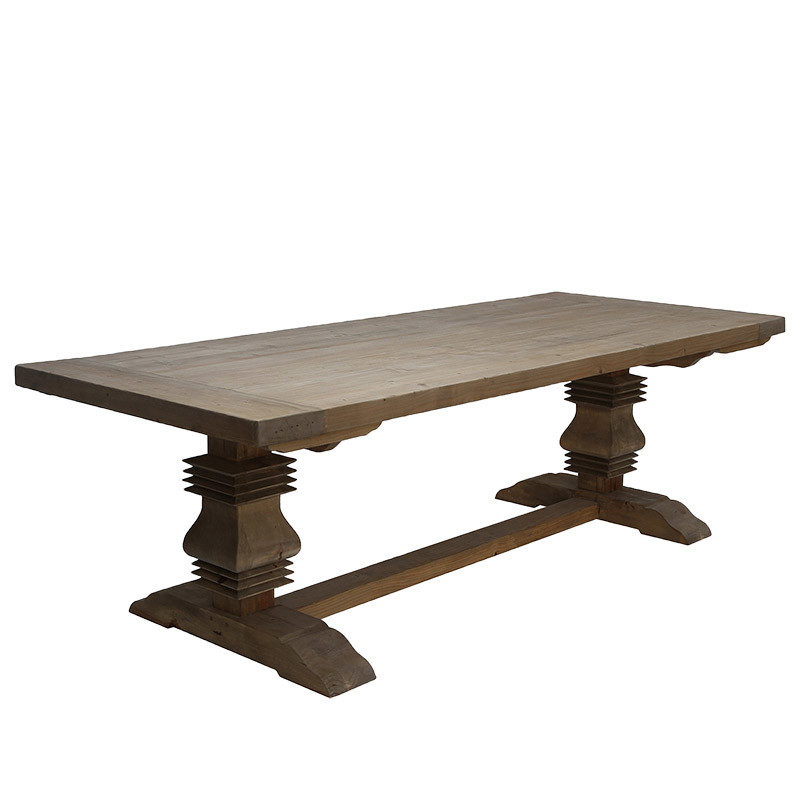 Salvaged Wood Trestle Rectangular Extension Dining Table