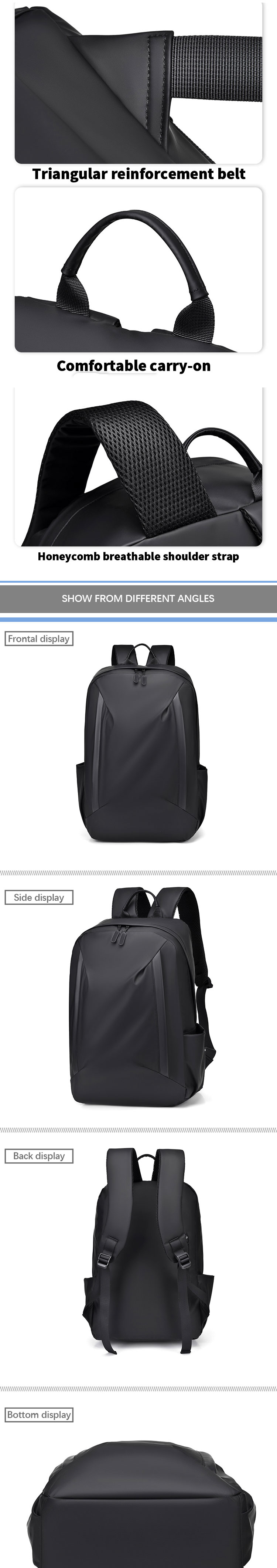 Custom Logo Business Travel Backpack Waterproof Anti Theft Nylon Work Laptop Bag