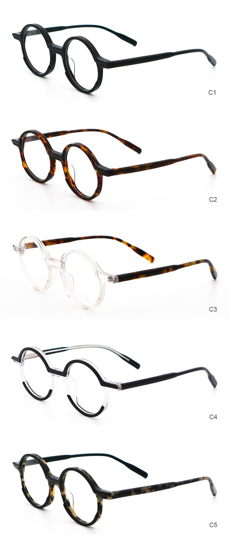 Black Artisanal Personality Acetate Titanium Glasses Fad Retro Frame MR 98031