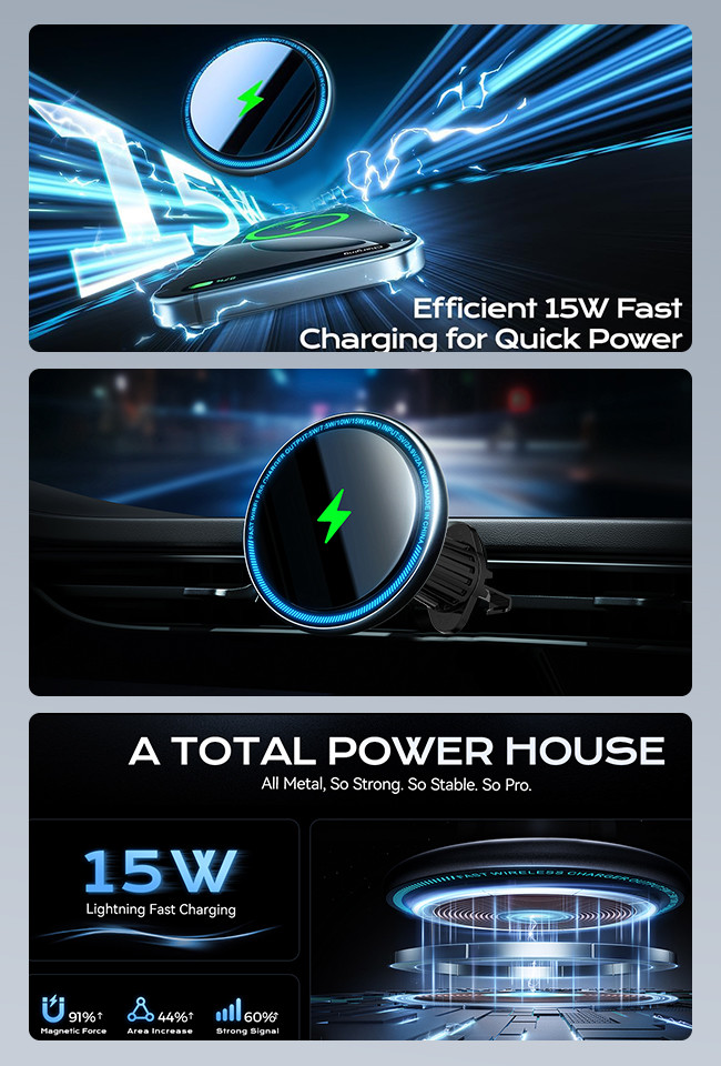 Innovative Metal Car Phone Holder With Oval Shape And Customizable Running Light For Automotive