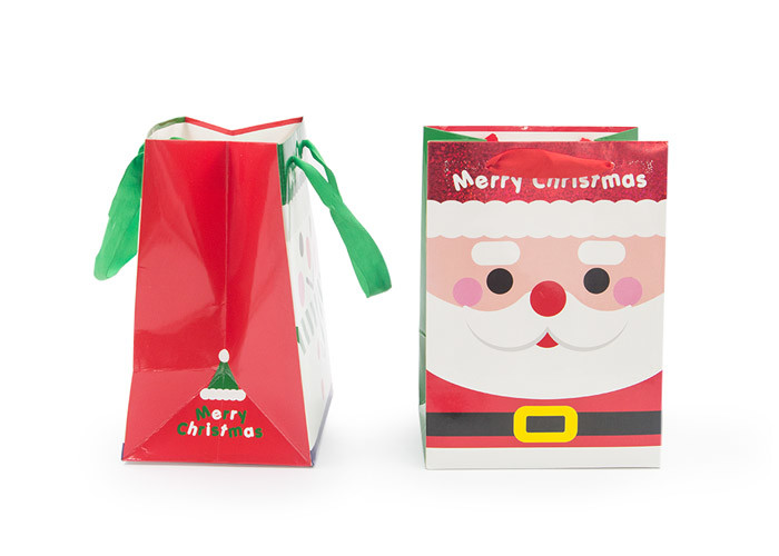 Full Color Printed Merry Christmas Gift Bags With Glitter CE Certification