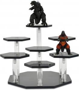 China Black Acrylic Display Risers Stands Desktop Toy Action Figure Tiered Shelves on sale