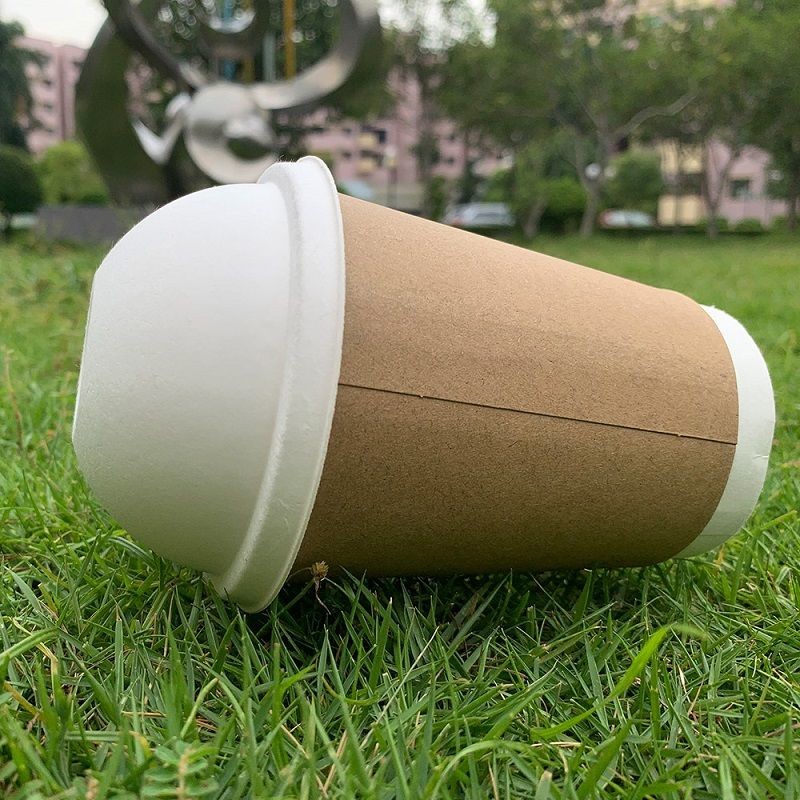 Disposable 90mm Sugarcane Dome Lids For 16 Oz Cups