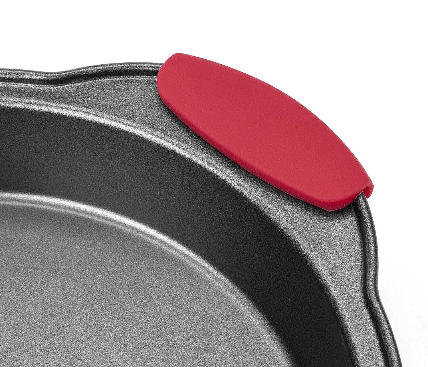 3 Piece NonStick Cake Pans Set with Silicone Handles Easy Release Non Stick Coating Wide Round Ends For Easy Handling