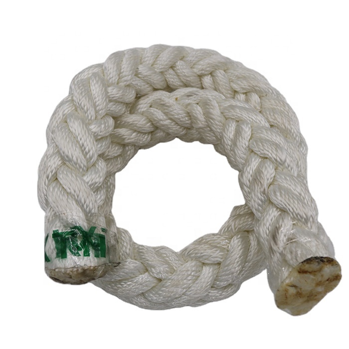 White Polyester 8 Strands Marine Mooring Rope