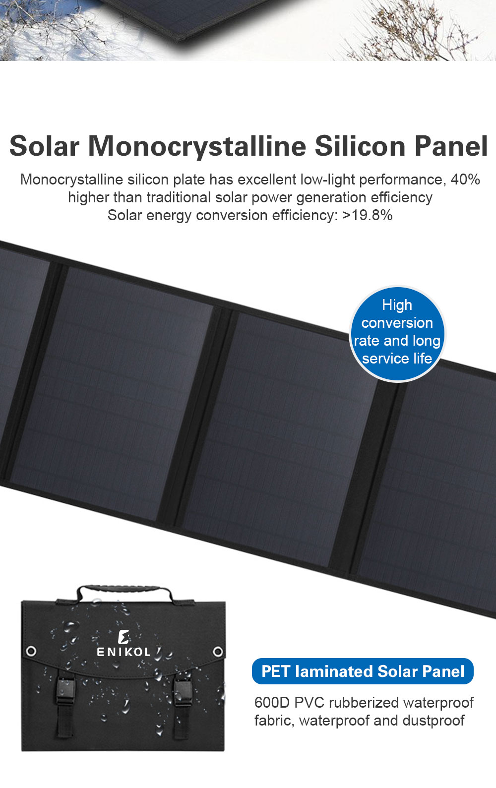 40W Monocrystalline Foldable Solar Panel With Usb Type C DC For Camping