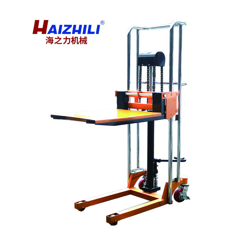 400kg 1.3 Meter Manual Forklift Stacker With Nylon Wheel Double Chain Type