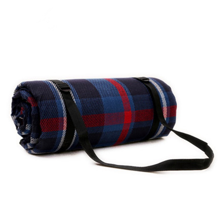 Customised logo tartan foldable camping picnic mat with waterproof PEVA backing