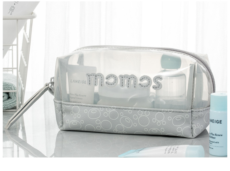Factory Direct Sell Pink Mesh Leather Cosmetic Bag With Logo Custom