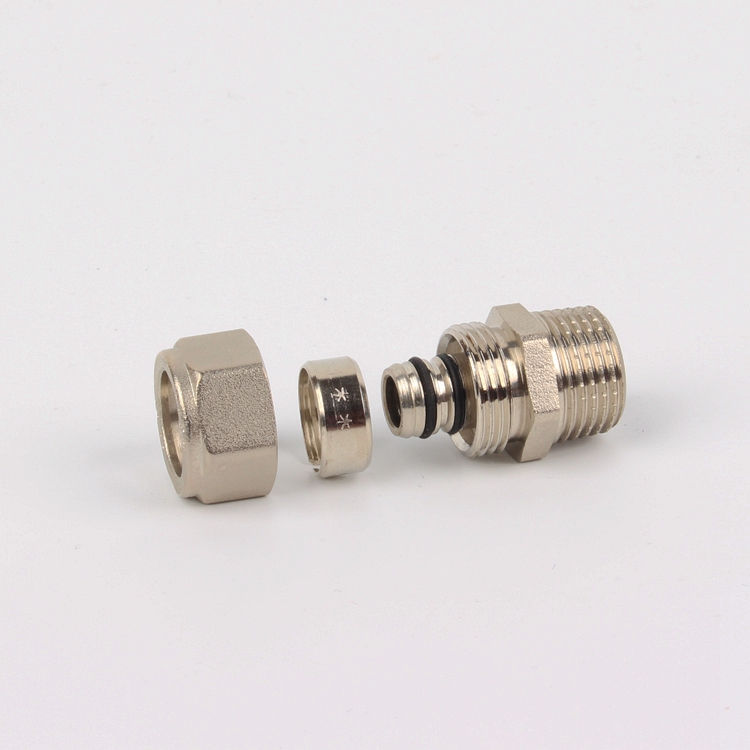 Double color pipe fittings brass compression fittings straight coupling male npt thread for pex-al-pex pipe