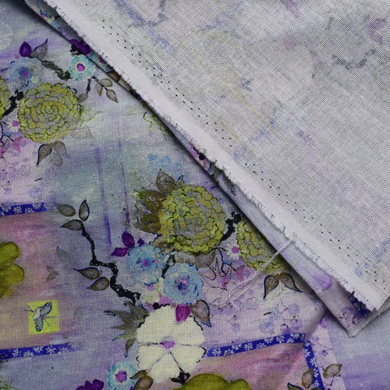 Digital Polyester Cotton Fabrics Home Textile 100% Ramie Rayon Floral Printed
