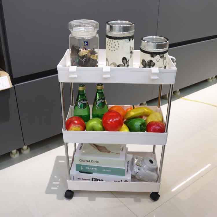 Movable Vegetable Stainless Storage Cart , Slim Rolling Bathroom Storage Carts