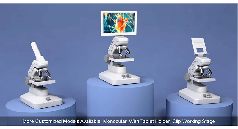 OPTO EDU A33.5130 Rechargeable Microscope With 7'' Display TF Card And Multi-Output Options