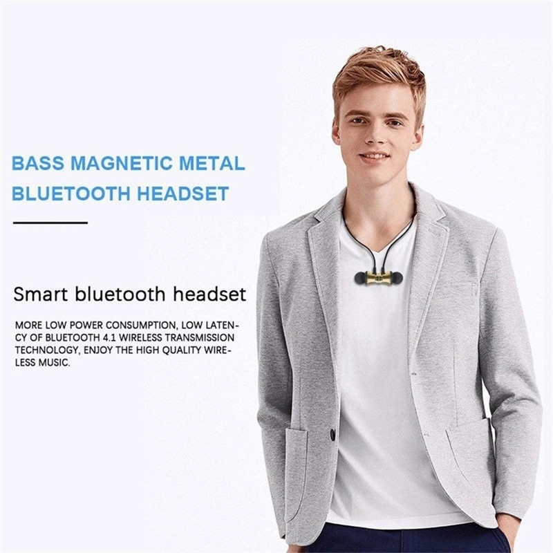 4.0 In Ear Wireless Bluetooth Earphone Magnetic Neckband Adsorption
