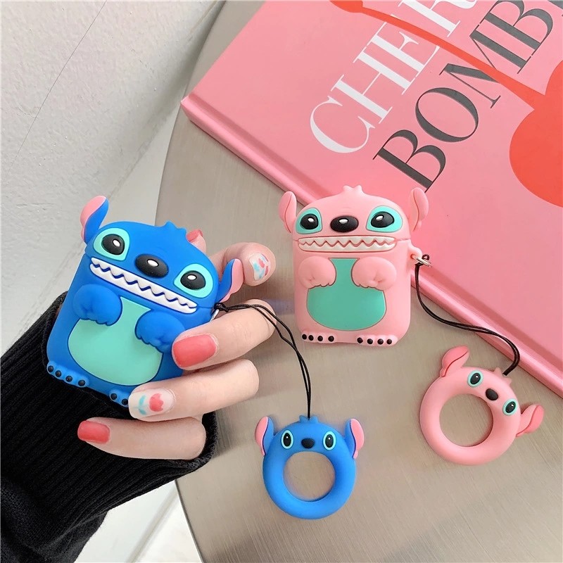 For Apple Airpods Case Cartoon Earphone Cover With Lovely Ring 3D Animal Cartoon Earphones Full Protective Cover