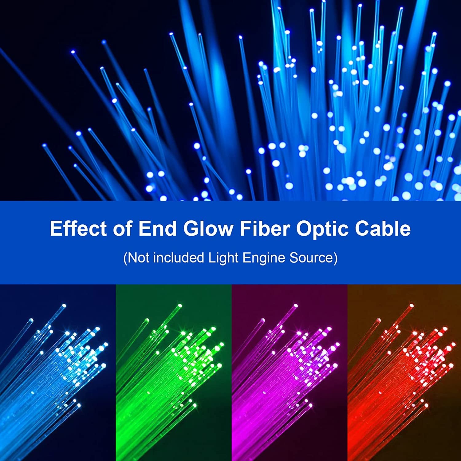 Full Color PMMA Plastic Optical Fiber Cable Flame Retardant Polyolefin Insulated 5M/10M For Car/Home Decoration