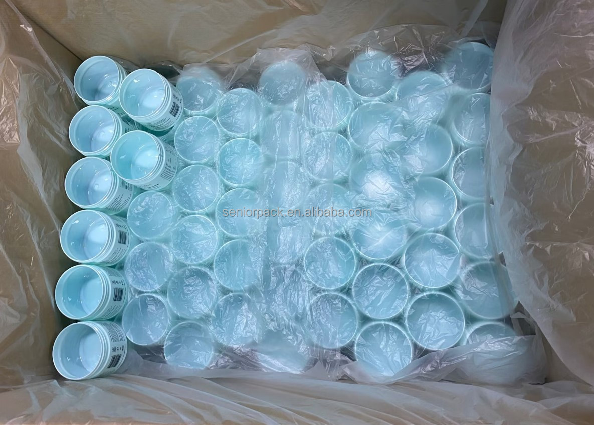 PET Food 100ml 150ml 250ml 300ml 16oz 32oz Amber Black PET Plastic Cosmetic Cream Jar with Aluminum Lid and Durable