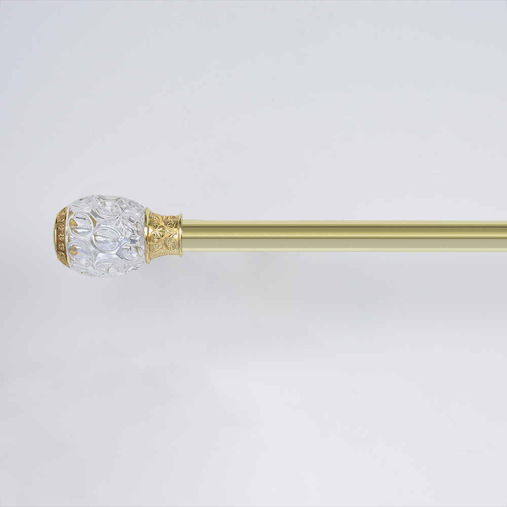 2M Pipe Curtain Pole Golden Aluminum Finials With Metal Single Brackets