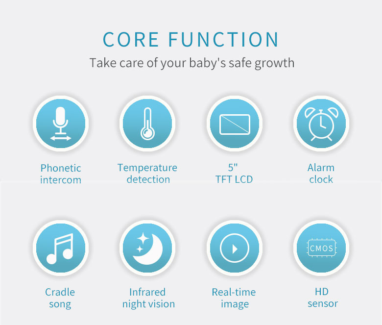 HD 5" Babyphone Mobile Wifi Two Way Video Pet Camera Support Cry Warning Voice Talk