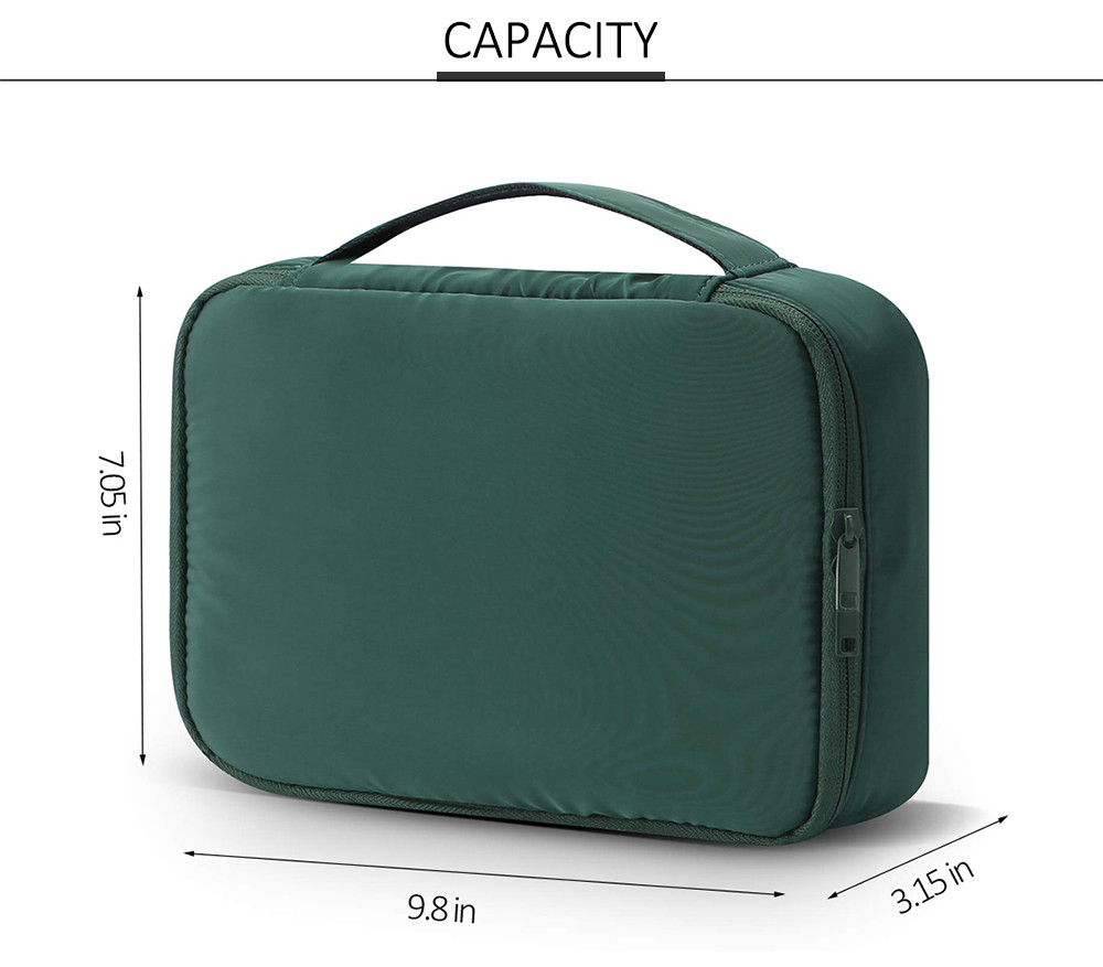 Zippered Polyester Makeup Storage Bag With Brush Holder