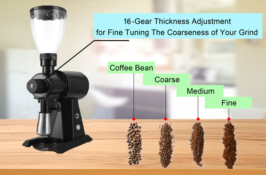 Commercial Espresso Coffee Grinder with 1kg Bean Hopper Capacity and 1000W Power