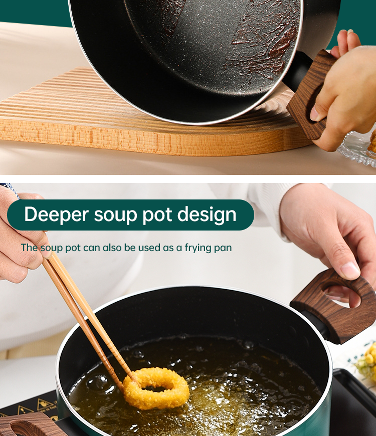Hot Selling 20cm 24cm Korean Cookware Kitchen Non Stick Cooking Pot Aluminum Soup Stock Pot With Glass Lid