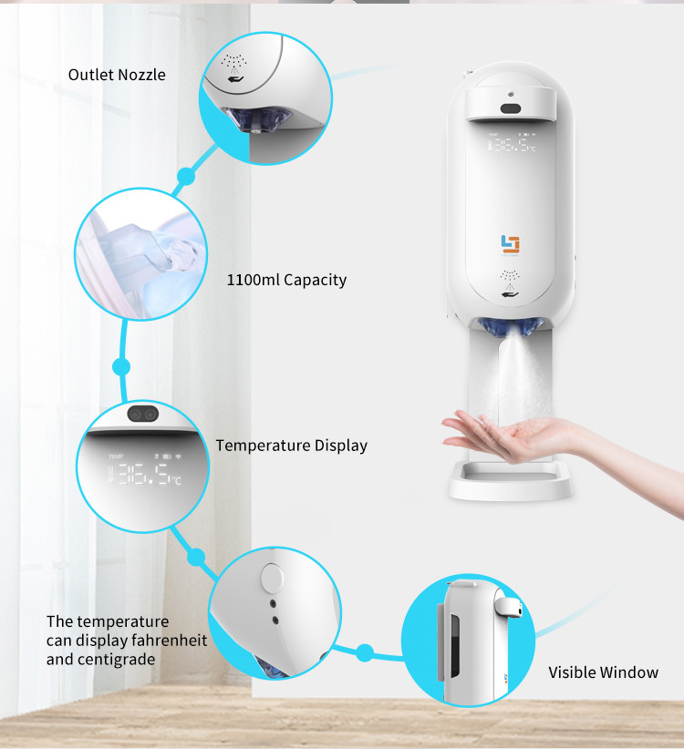 ABS 1100ml Touchless Soap Dispenser with thermometer LIEN L5 Plus