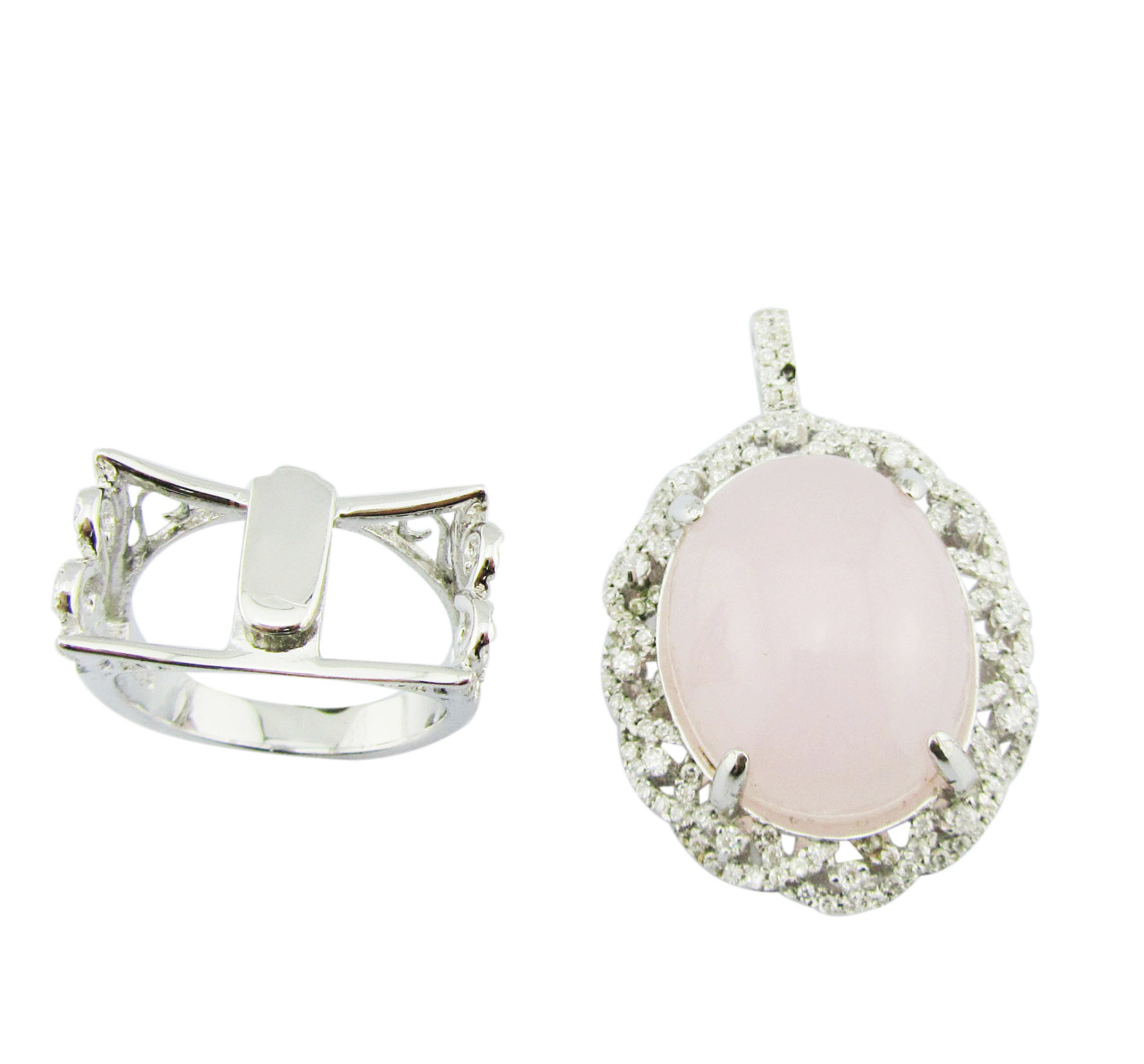 Artisan Crafted 925 Silver Rose Quartz Rings With 5~8g Silver Weight Dual-purpose Ring Sterling Silver Flower Ring Uniqu