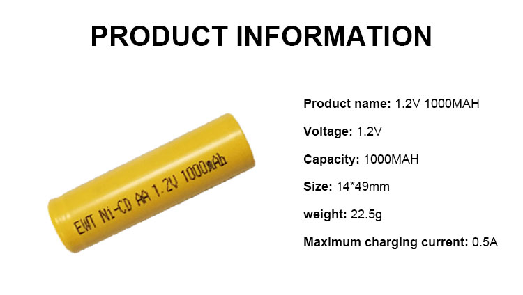 Customized Nickel Cadmium Battery 1300mAh NiCd Rechargeable Battery Pack