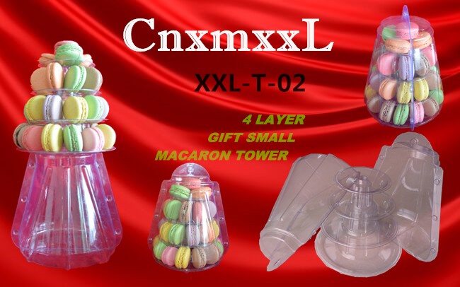 Small 4 Tier Portable Plastic Macaron Packaging 25cm Plastic Macaron Tower