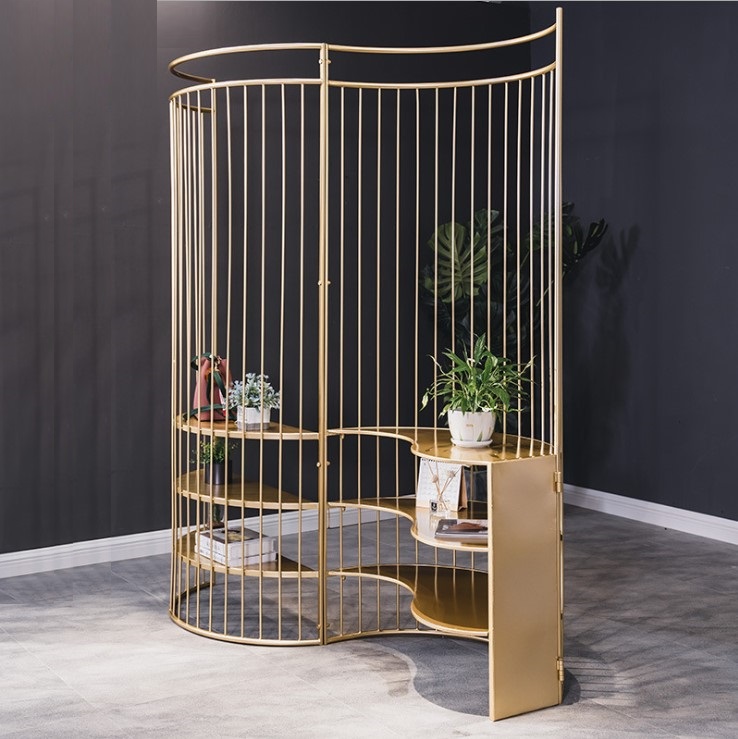 Luxury interior door metal storage shelves room divider shelf living room