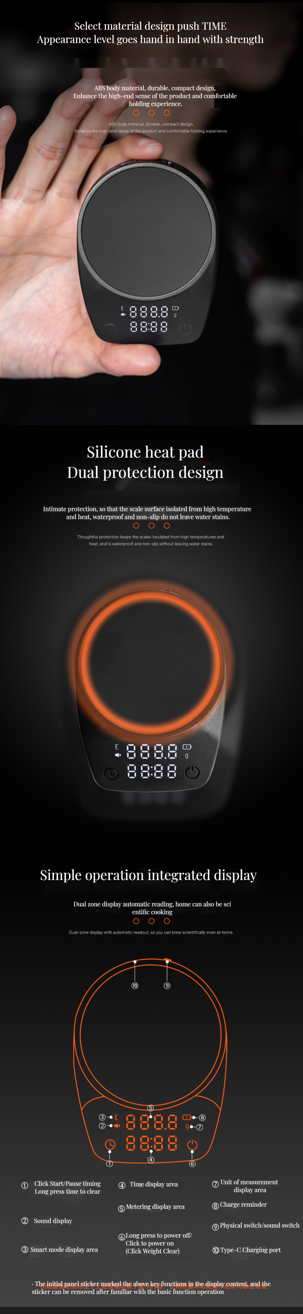 Accurate Measurements Kitchen Coffee Scale with Timer Type-C Charging Stocked Feature