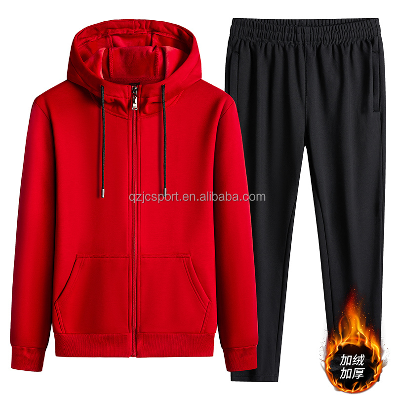Hot Sale JC Warm jackets and trousers winter warm kids hoodie blanket with velvet hoodie and trousers set custom logo name