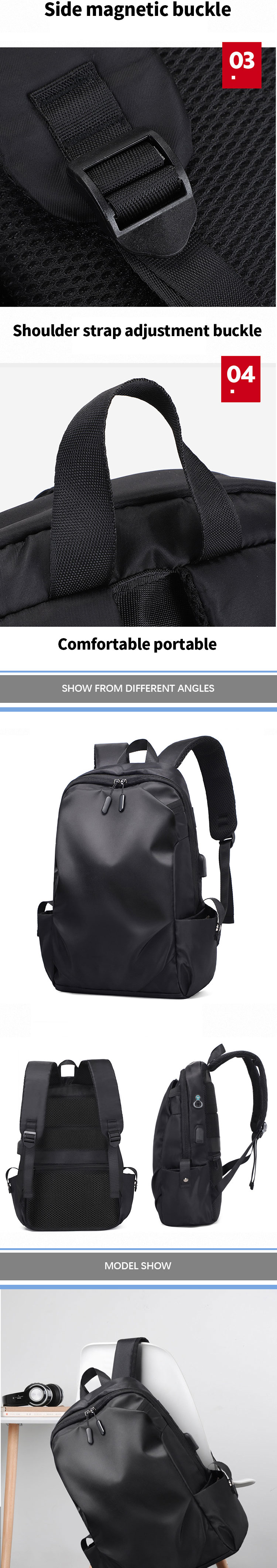 OEM Logo Lightweight Travel Backpack Waterproof Anti Theft Laptop Bag With USB