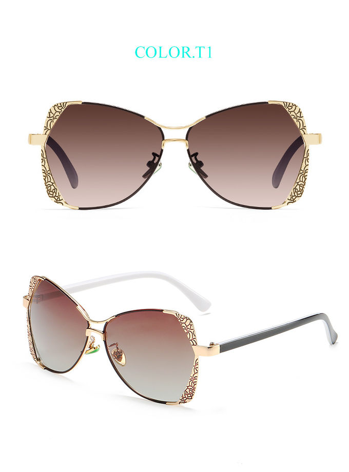 Retro Engraving 143MM Metal Frame Custom Polarized Sunglasses UV400