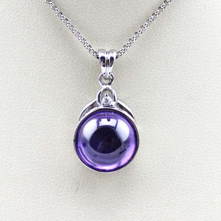 Women Jewelry 12mm Round Amethyst Cubic Zircon Pendant Enhancer (YAQ002)