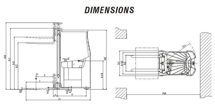 Counterbalanced Narrow Aisle Truck Capacity 1000kg Small Turning Radius