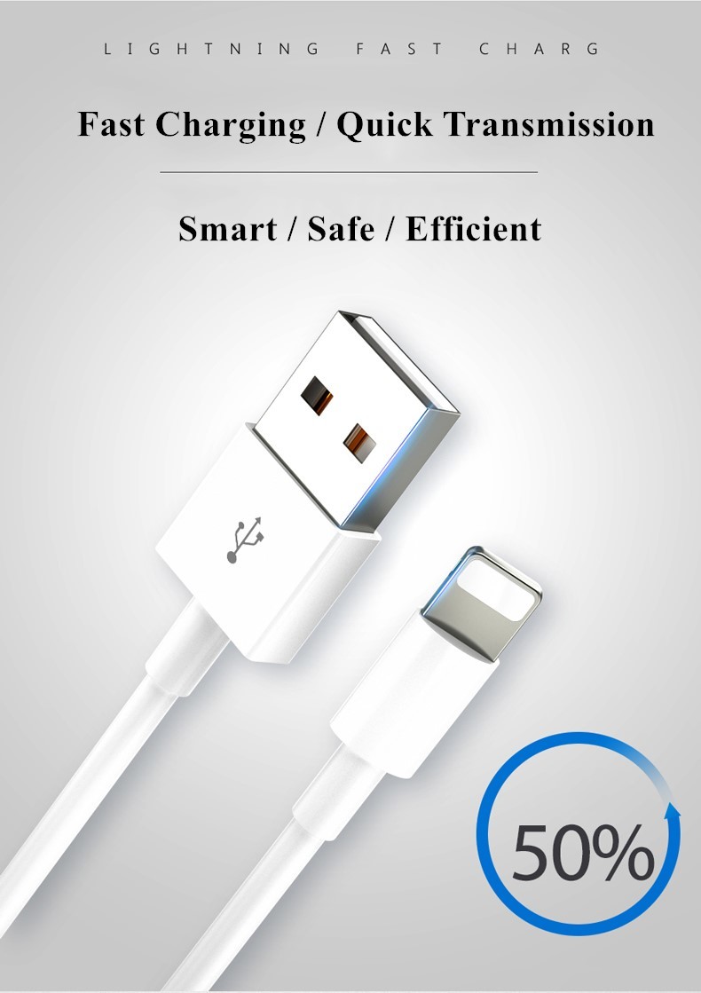 2.4A Apple IPhone Charger Cable TPE Fast Charging Cord 1M For IPhone 12 Mini Pro